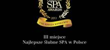 III nagroda w kategorii NAJLEPSZE ŚLUBNE SPA 2013 w konkursie SPA Prestige Award 2013