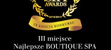 royalbaltic - III nagroda w kategorii NAJLEPSZE BOUTIQUE SPA 2014/2015 w konkursie SPA Prestige Award 2014/2015